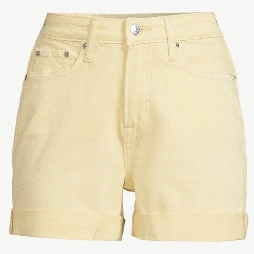 Free Assembly Womens Rolled Cuff Jean Shorts 14 New with Tags Yellow High Rise